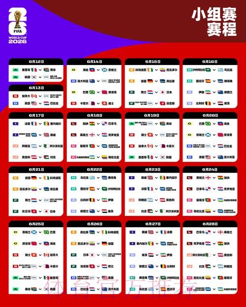 2026世界杯小组赛赛程高清版实时赛程直播平台